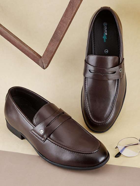 men brown slip on loafers