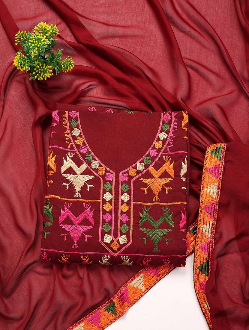 women embroidered unstitched suit set with dupatta - 21688898 - Zoom Image - 0