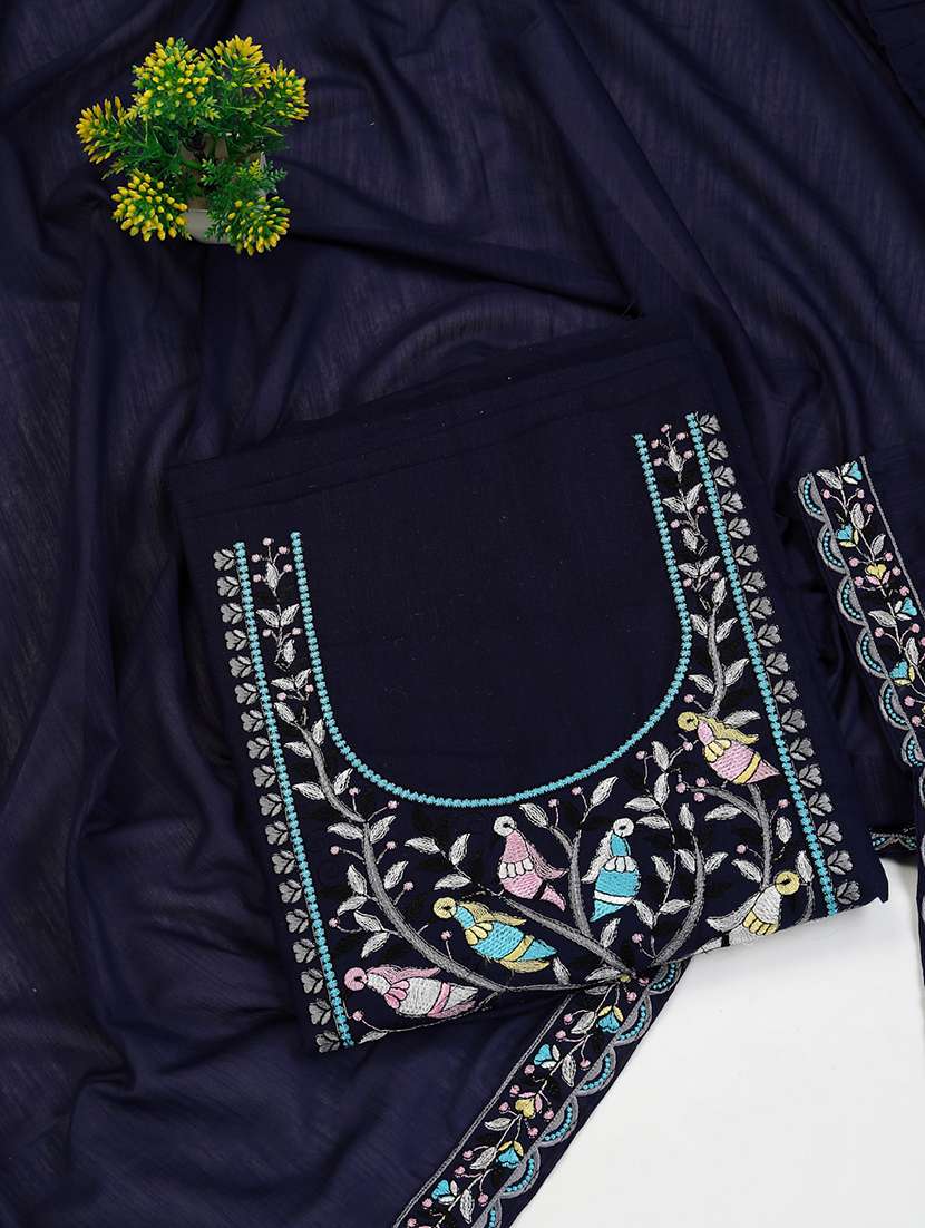 women embroidered unstitched suit set with dupatta