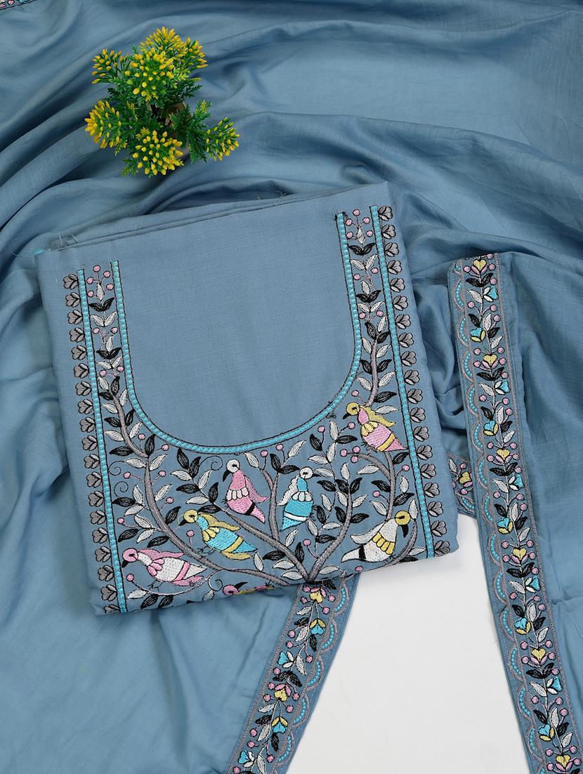 women embroidered unstitched suit set with dupatta - 21688909 -  Zoom Image - 0