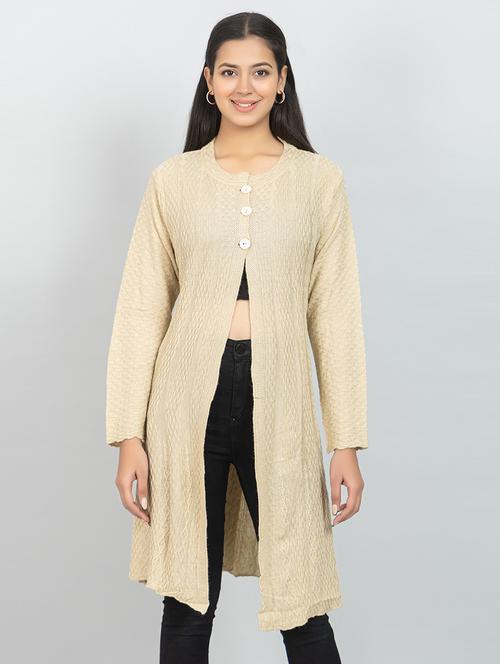 women self design long sleeve cardigan - 21688934 - Standard Image - 0