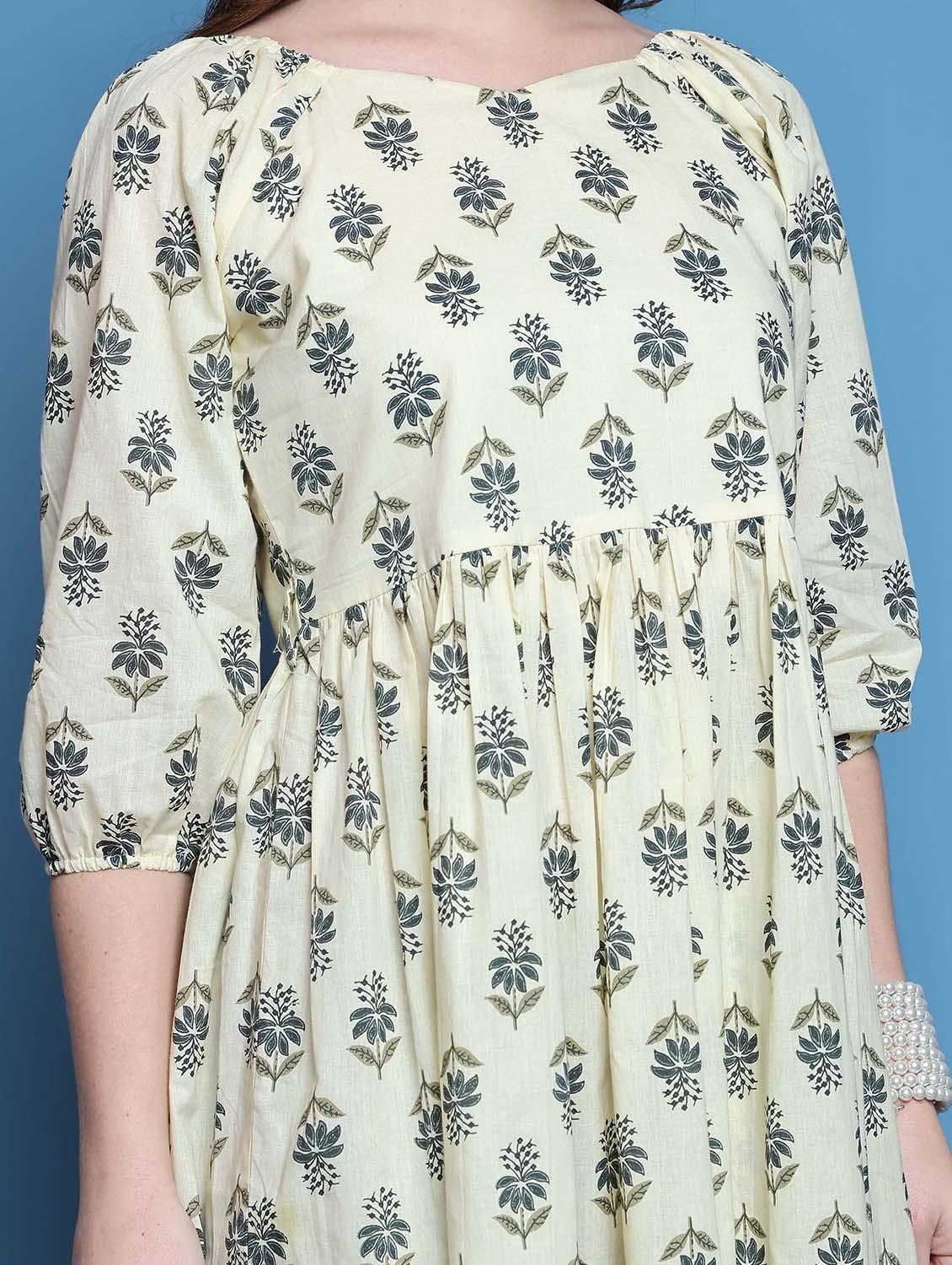 women off white floral printed a-line dress - 21688969 - Standard Image - 5