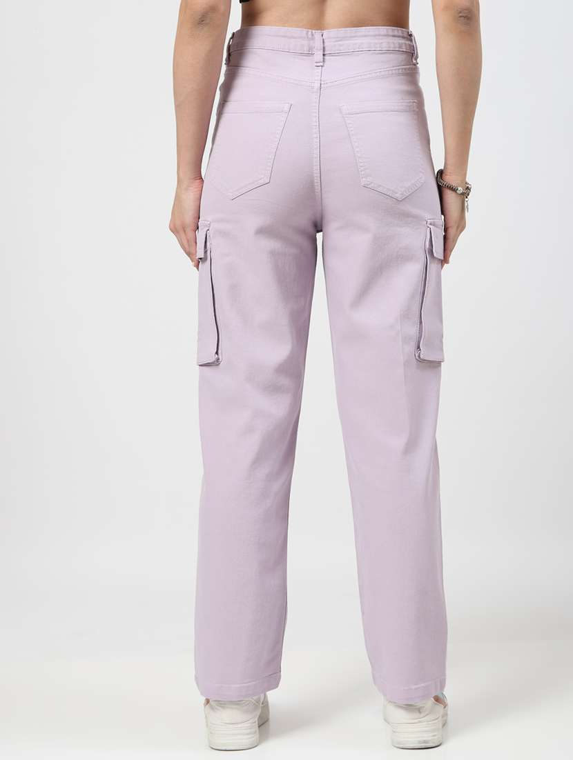 women mid rise solid cargo - 21688974 -  Standard Image - 3