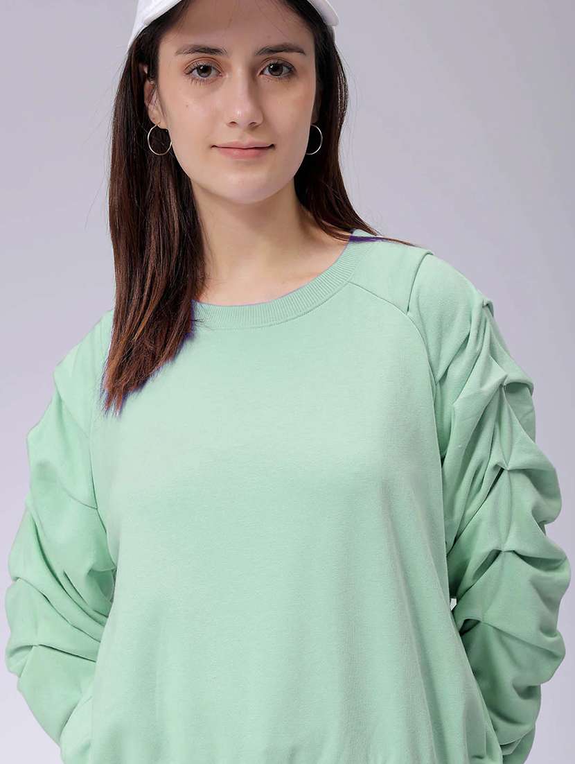 women green solid puff sleeve top - 21688977 - Standard Image - 3