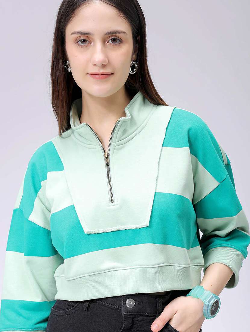 women fleece color block sweatshirt