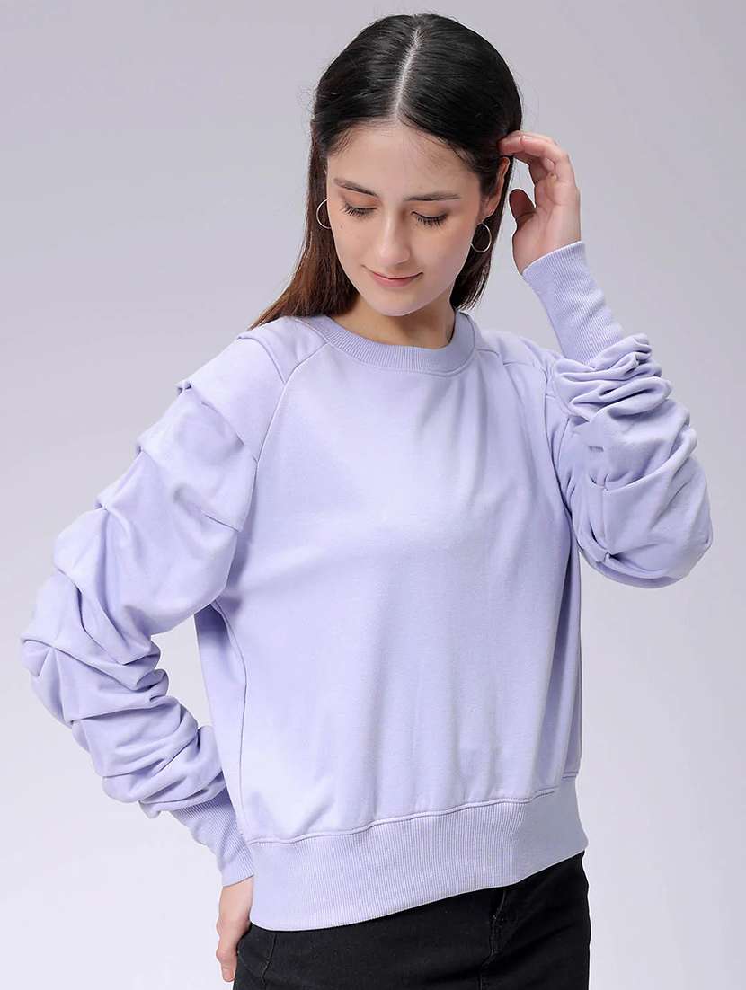 women solid long sleeve sweatshirt