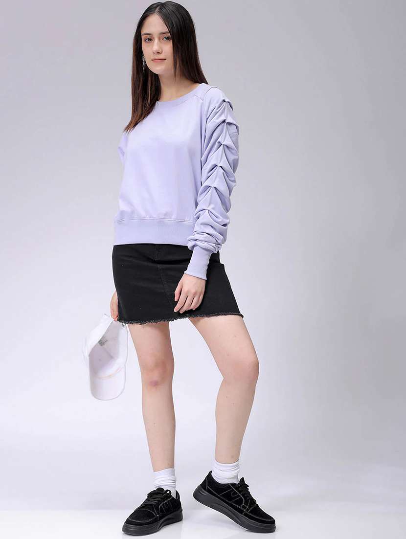 women solid long sleeve sweatshirt - 21689346 -  Standard Image - 3