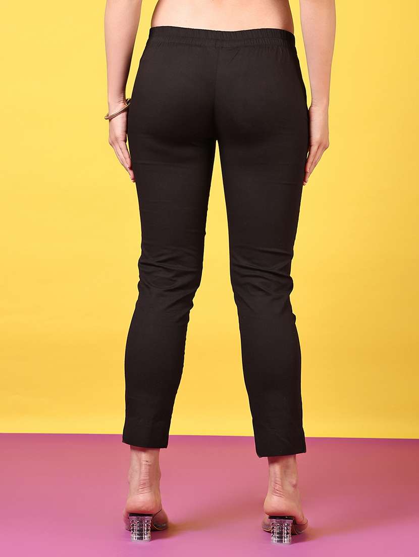 women solid mid rise tapered pant - 21689436 -  Standard Image - 3