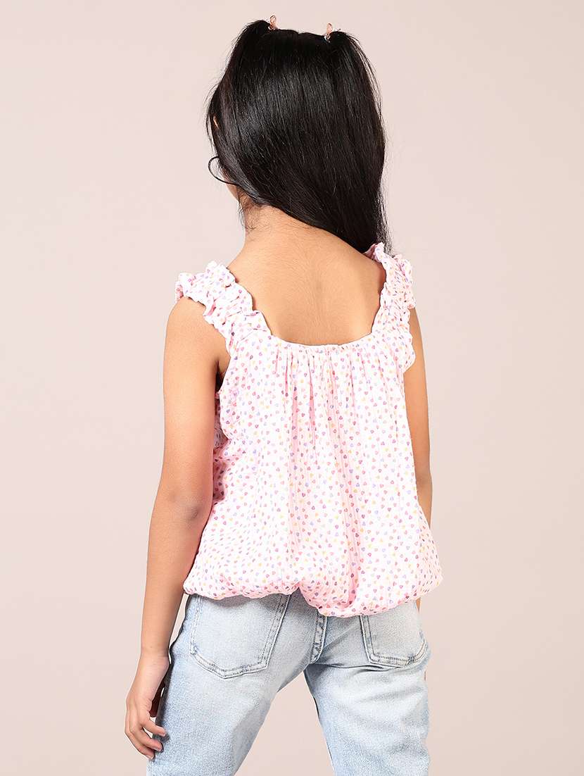 girls pink printed shoulder strap top - 21689459 -  Standard Image - 3