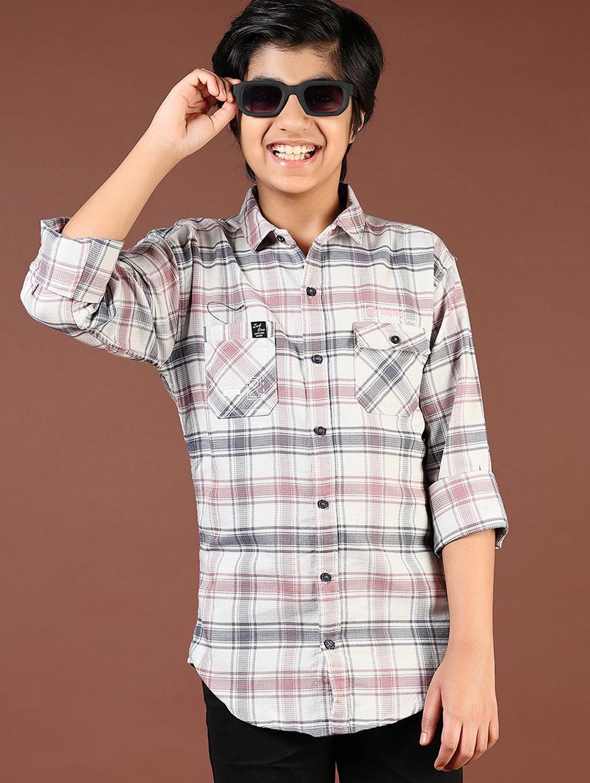 boys checkered long sleeve casual shirt - 21689462 - Zoom Image - 0