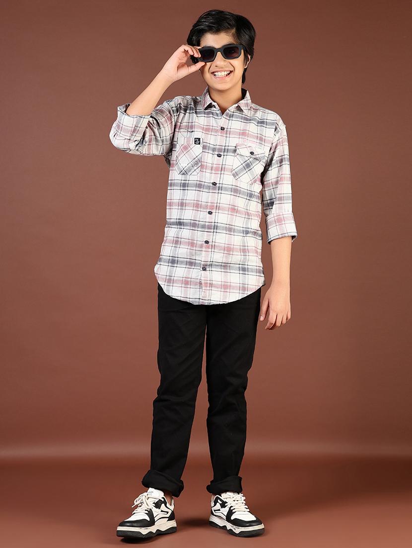boys checkered long sleeve casual shirt - 21689462 - Standard Image - 3