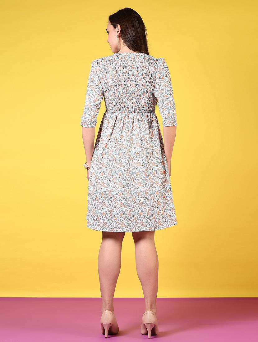 orange cotton fit & flare dress - 21689470 - Standard Image - 3