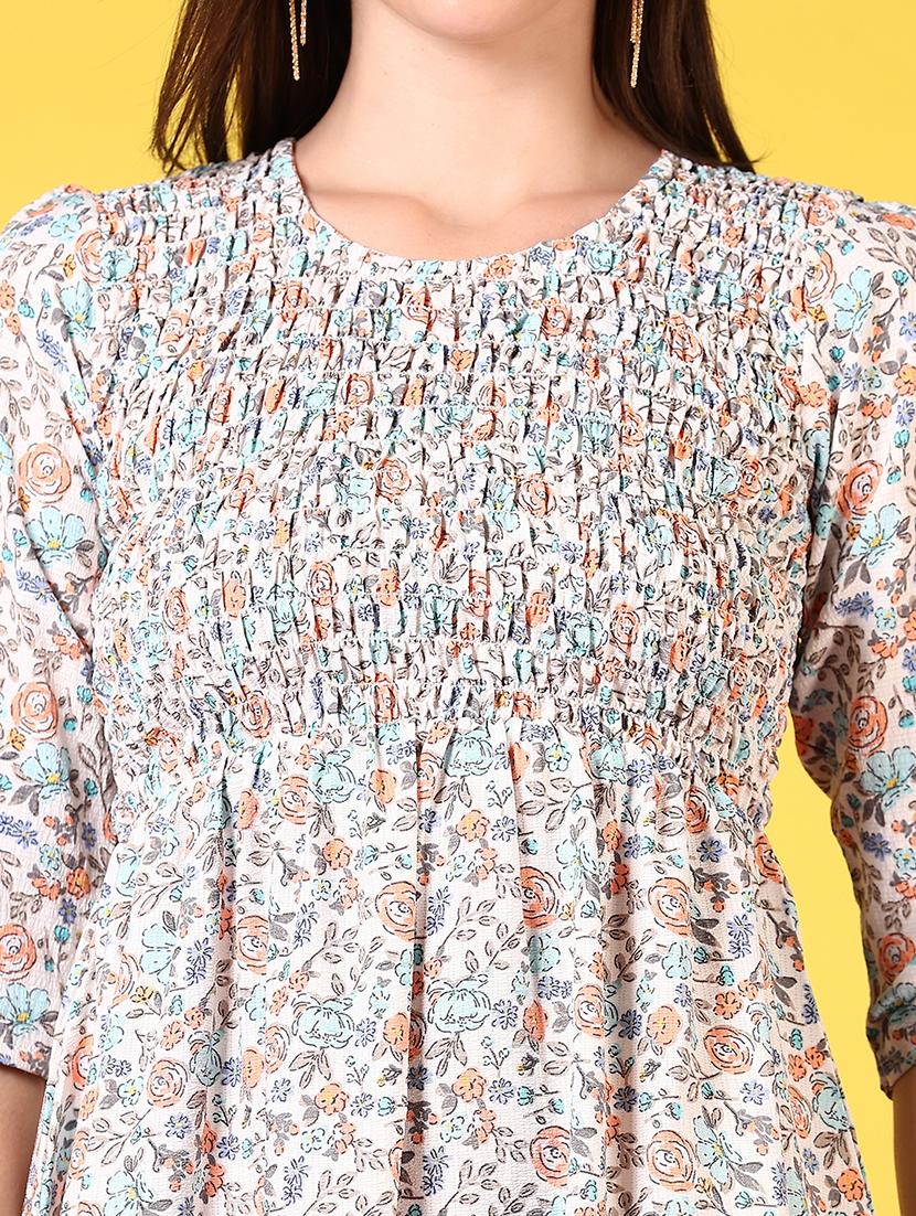orange cotton fit & flare dress - 21689470 - Standard Image - 5