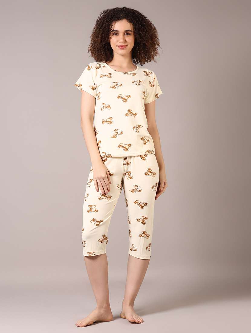 women printed nightwear capri set