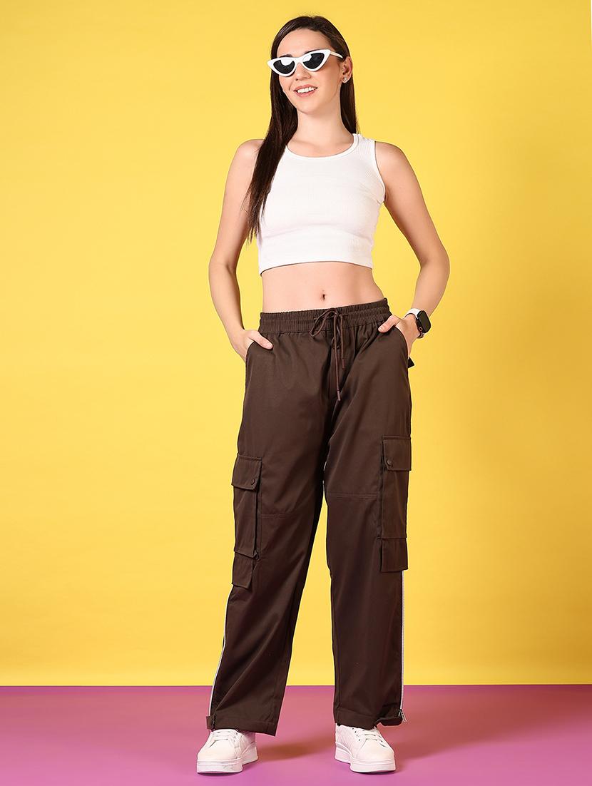 women solid mid rise cargo - 21689498 - Standard Image - 3