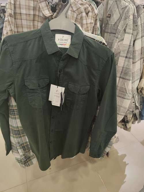 dark green cotton casual shirt - 21689501 - Standard Image - 0