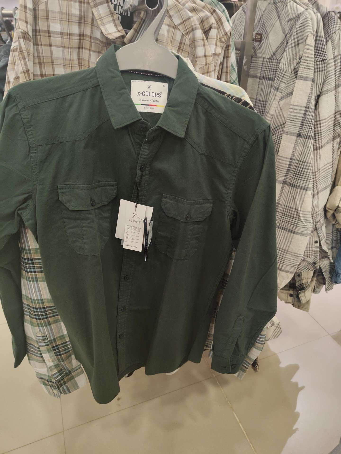 dark green cotton casual shirt - 21689501 - Zoom Image - 0