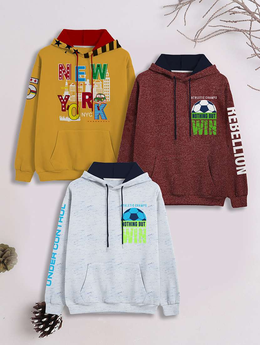 boys pack of 3 printed sweatshirt