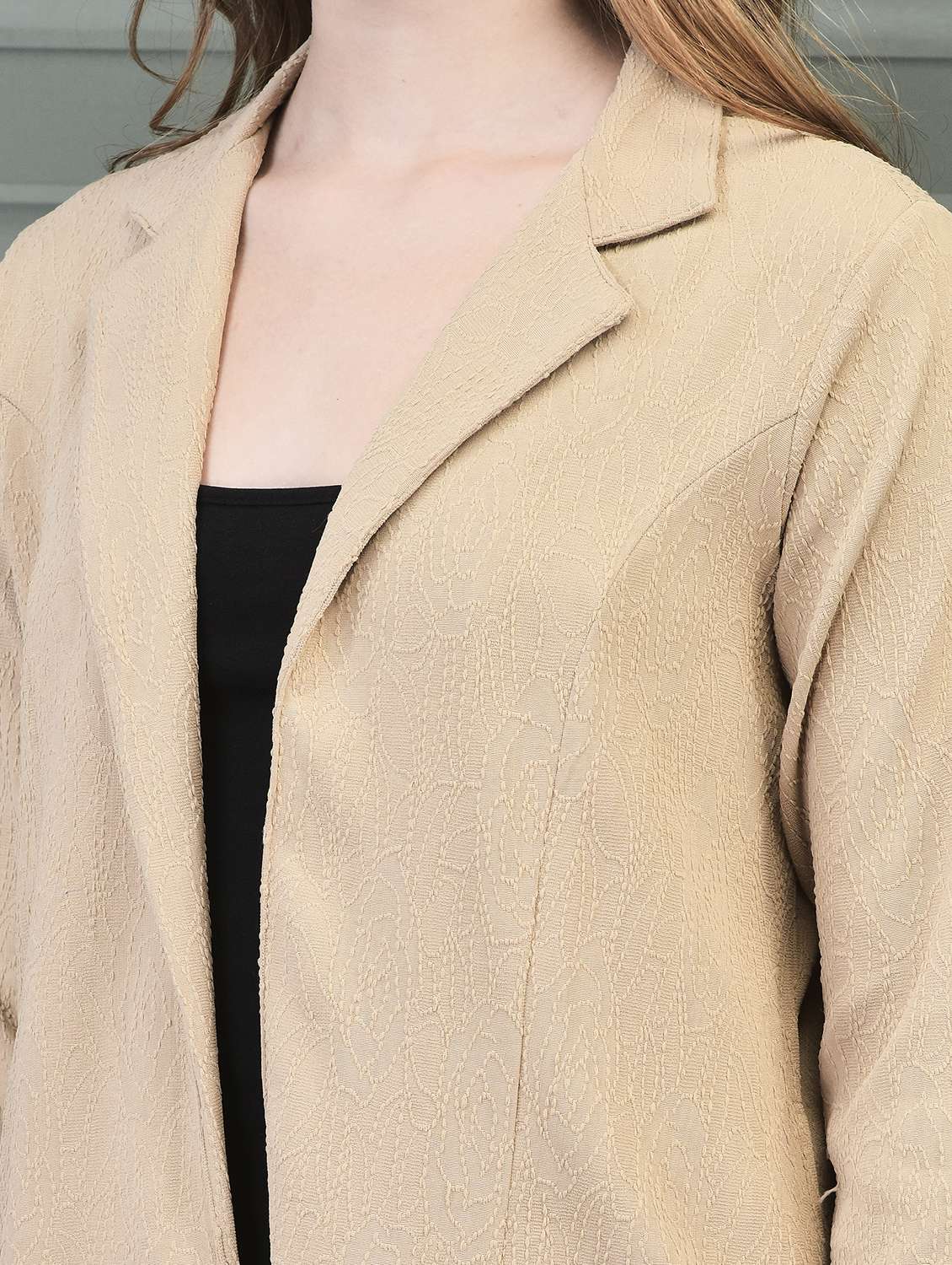 women beige long sleeve regular shrug - 21689616 -  Standard Image - 5