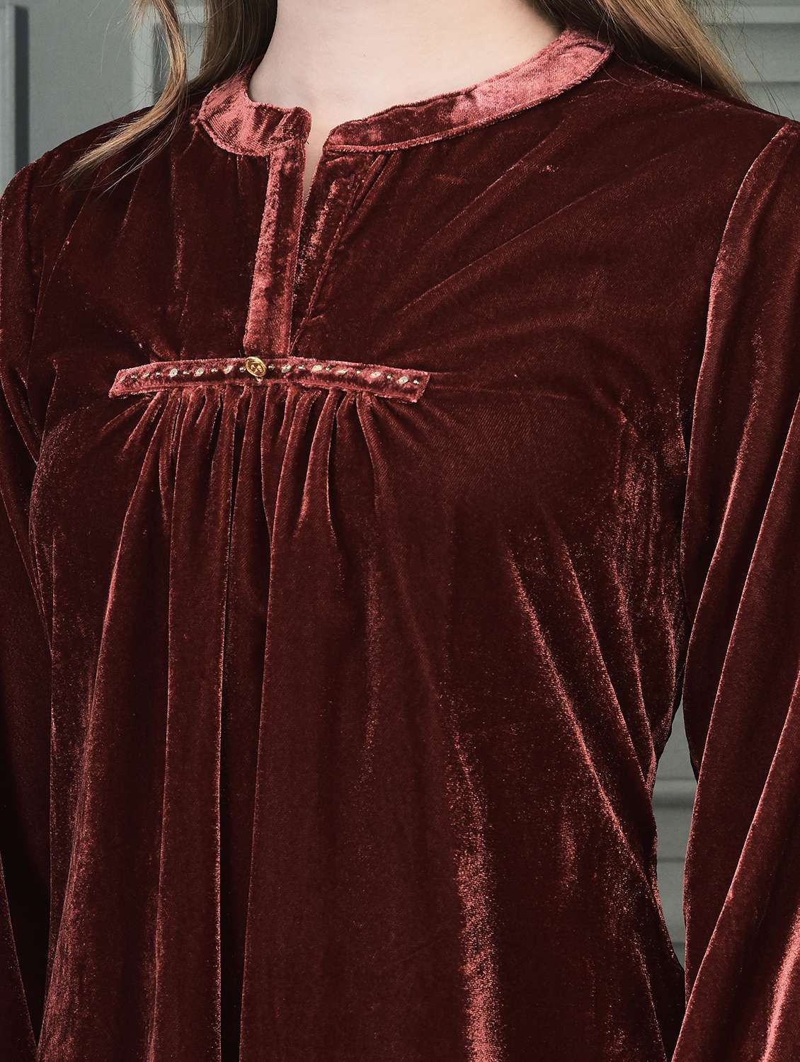 women solid long sleeve a-line tunic - 21689618 -  Standard Image - 5