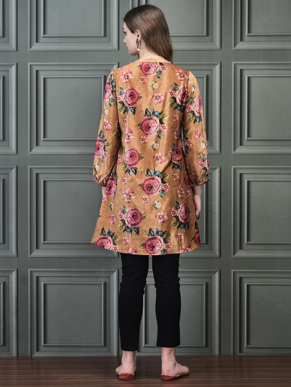 women floral long sleeve a-line tunic - 21689619 -  Standard Image - 3