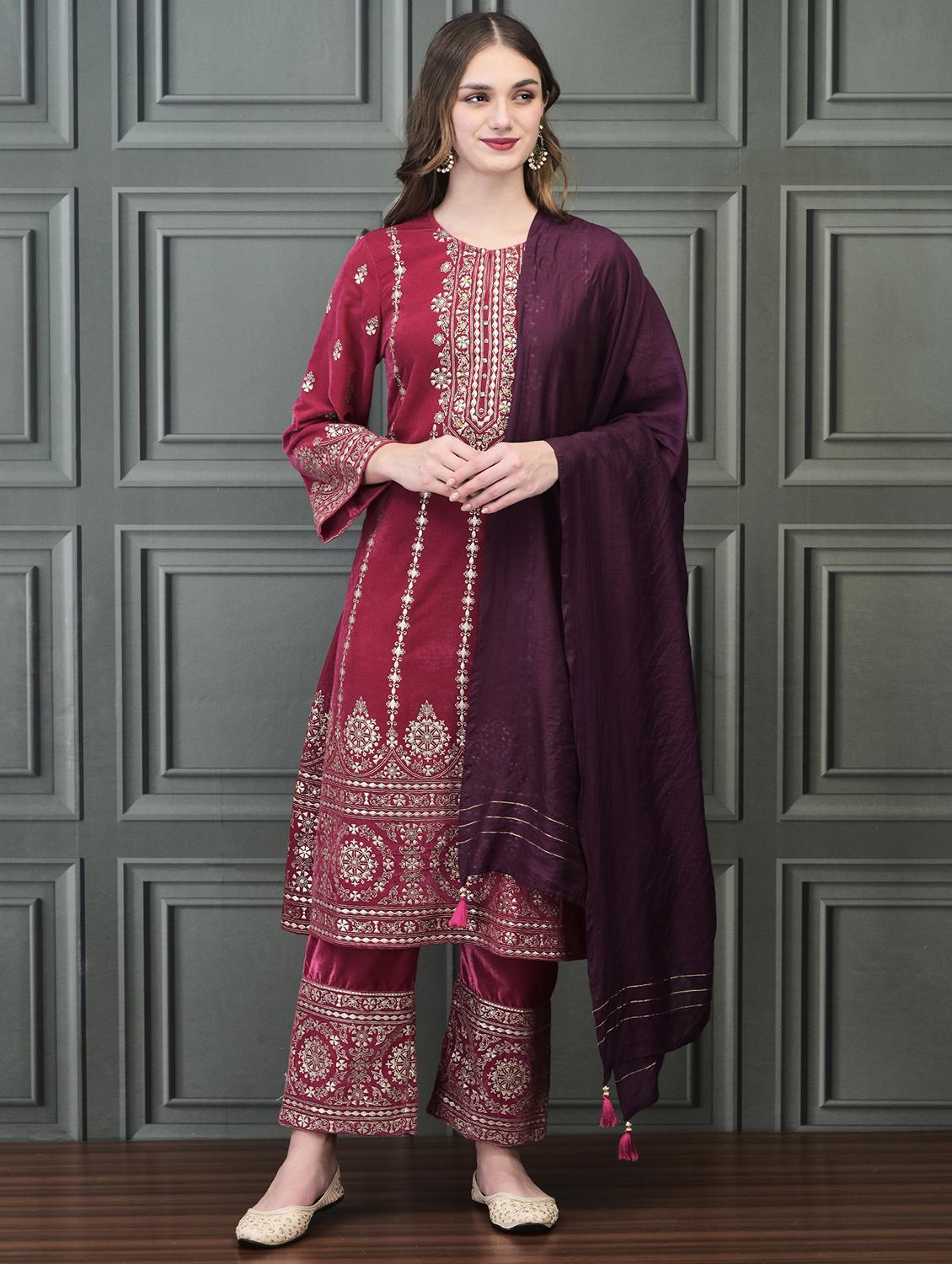 women embroidered long sleeve suit set - 21689708 -  Zoom Image - 0