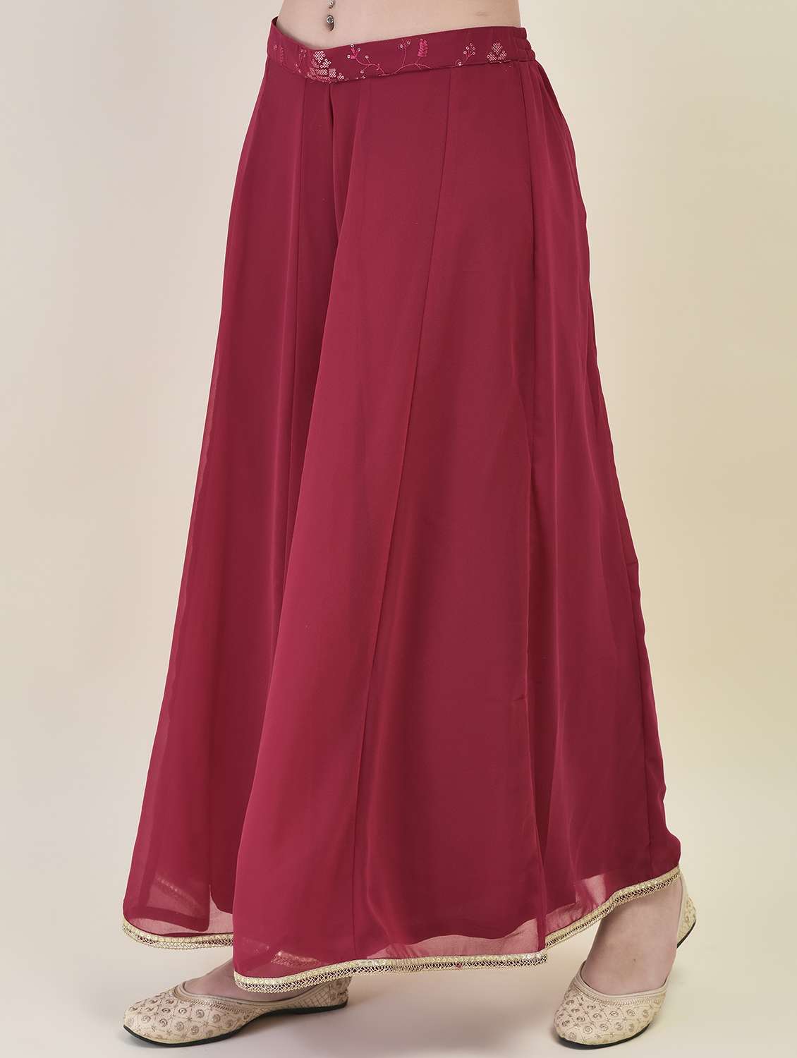 women magenta three quarter sleeve fusion set - 21689733 -  Standard Image - 5