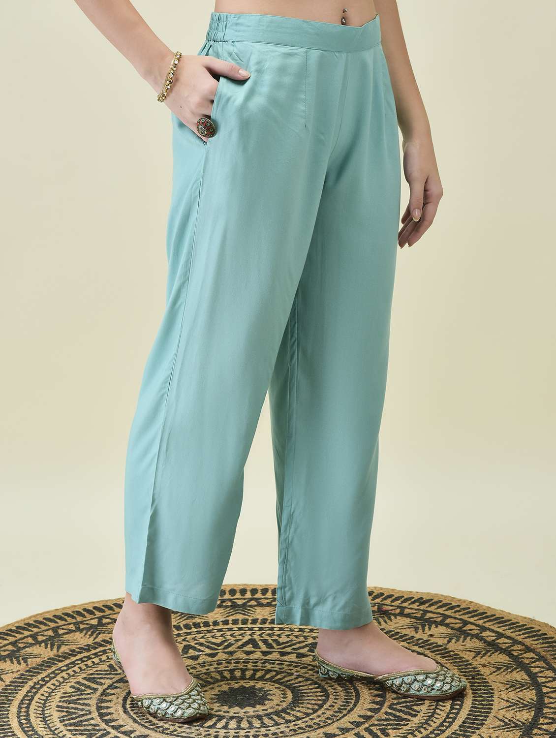 women light blue three quarter sleeve kurta comfort pant dupatta - 21689736 - Standard Image - 5