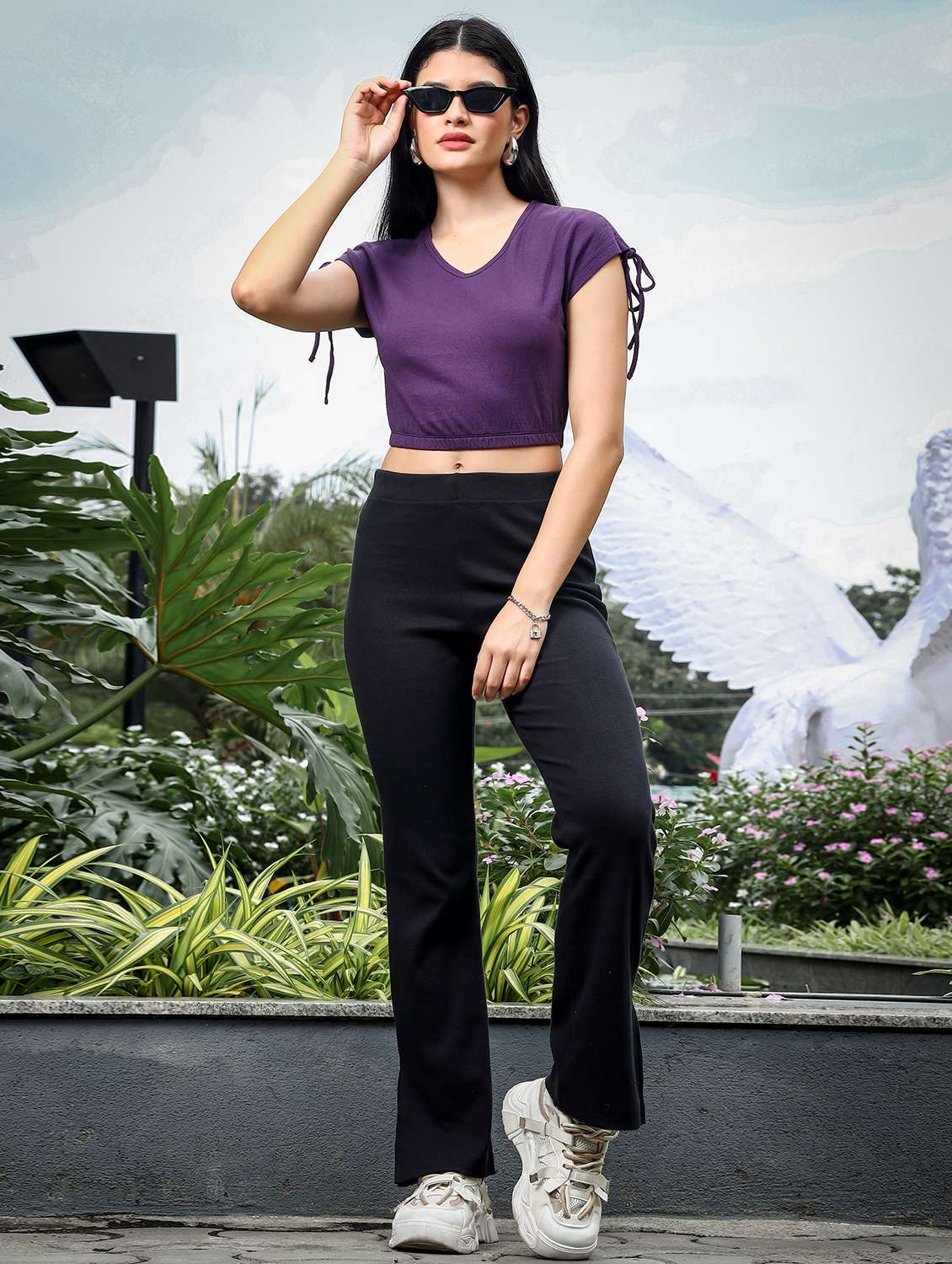 women solid short sleeves crop top - 21689846 -  Standard Image - 5