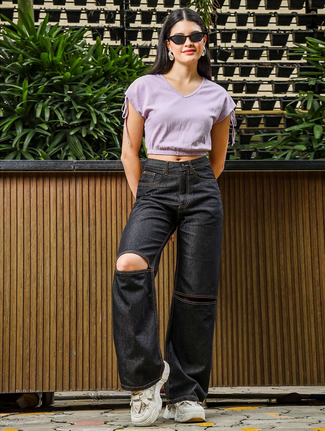 women solid short sleeves crop top - 21689847 -  Standard Image - 5