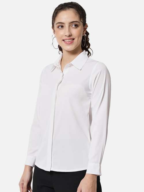 women long sleeves solid regular shirt