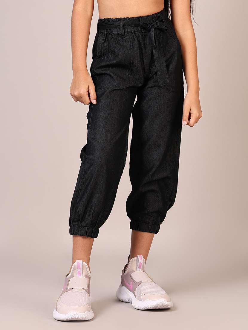 girls black plain jogger