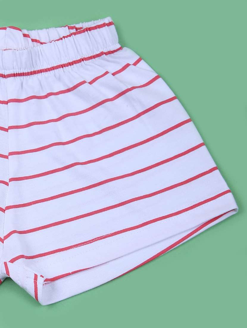 girls round neck striped t-shirt & shorts set - 21690002 -  Standard Image - 3