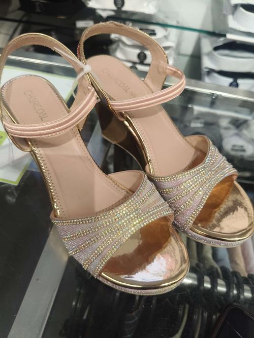 golden pu (polyurethane) sandals - 21690029 -  Standard Image - 0