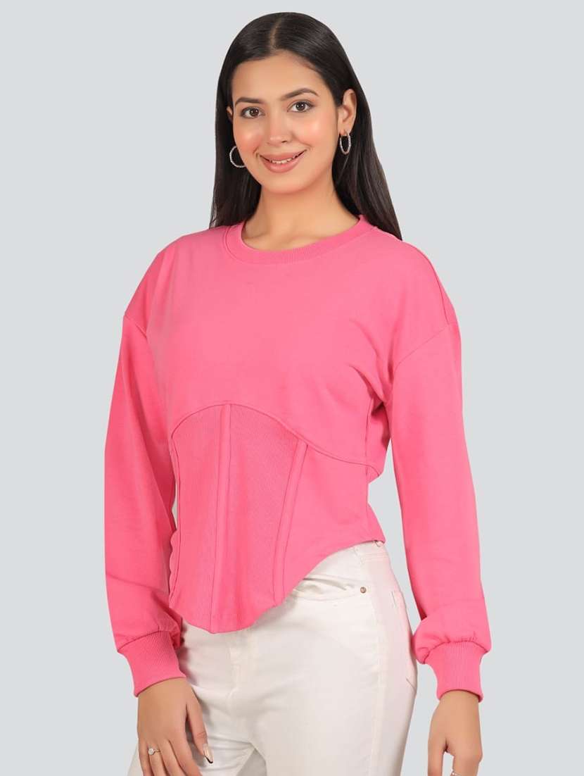 peach fleece plain sweatshirt
