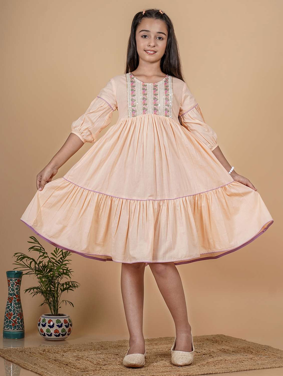 girls embroidered tiered dress - 21690134 -  Zoom Image - 0
