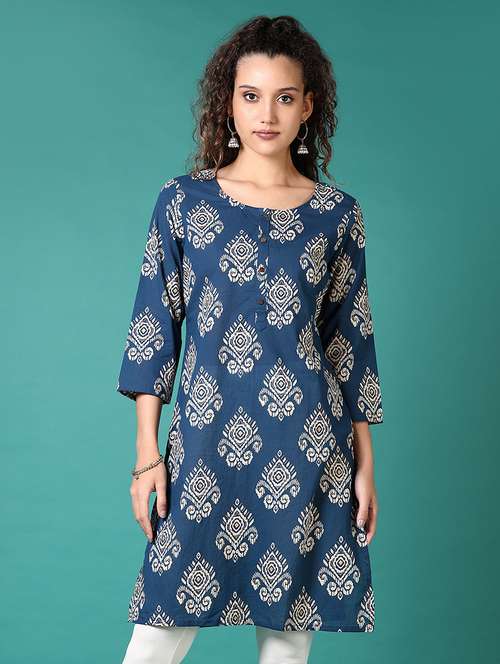 women printed three quarter sleeve straight kurta - 21690564 - Standard Image - 0