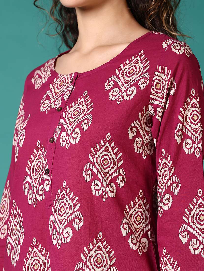 women printed three quarter sleeve straight kurta - 21690566 - Standard Image - 5
