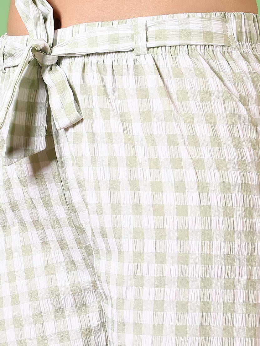women checkered mid rise wide leg trouser - 21690574 - Standard Image - 5