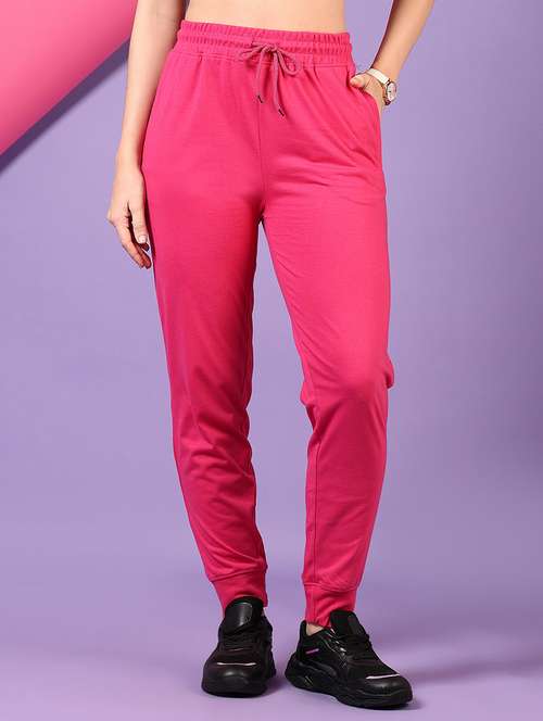 women pink solid mid rise jogger - 21690591 -  Standard Image - 0