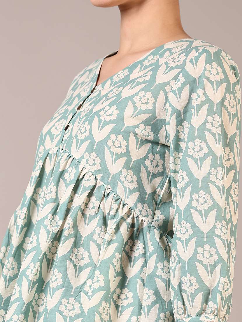 women floral printed three quarter sleeve peplum top - 21690595 -  Standard Image - 5