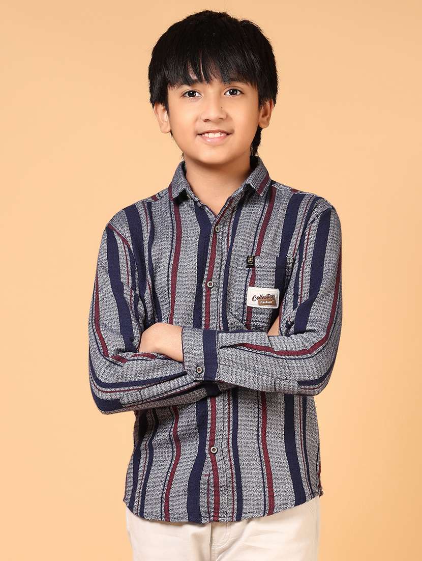boys striped collared long sleeves shirt