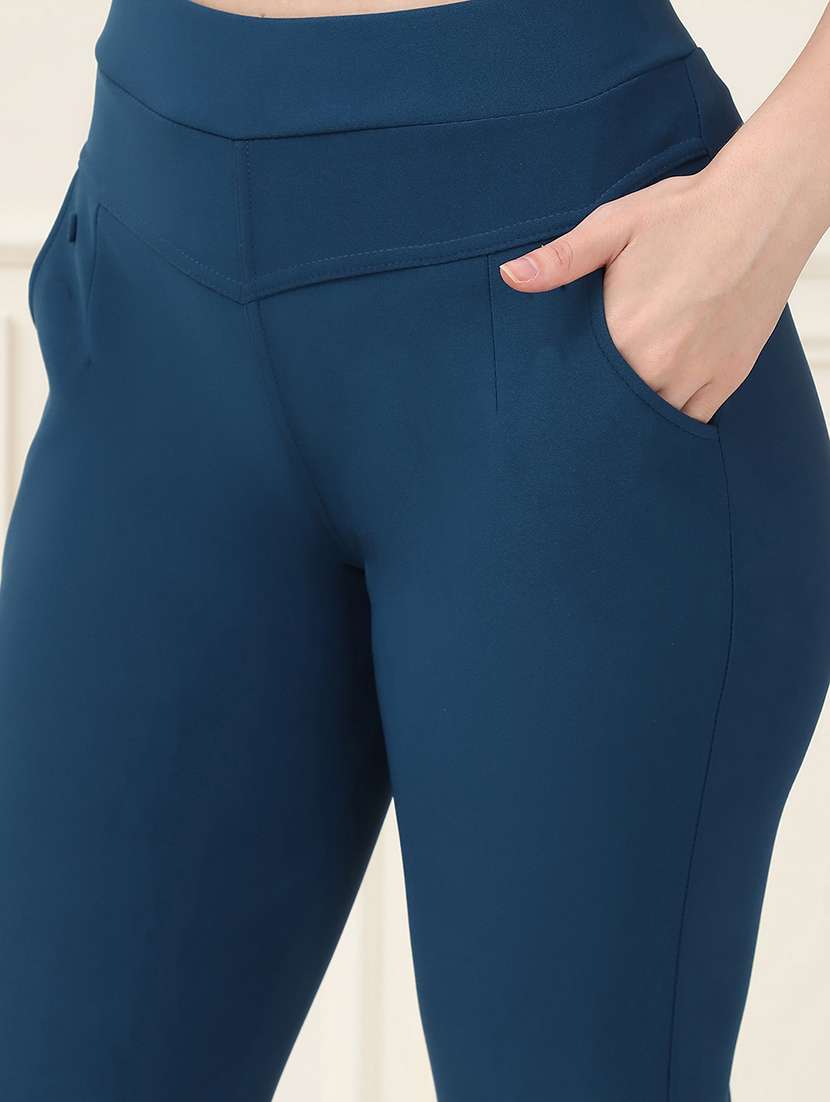 women solid high rise jegging - 21690675 -  Standard Image - 5