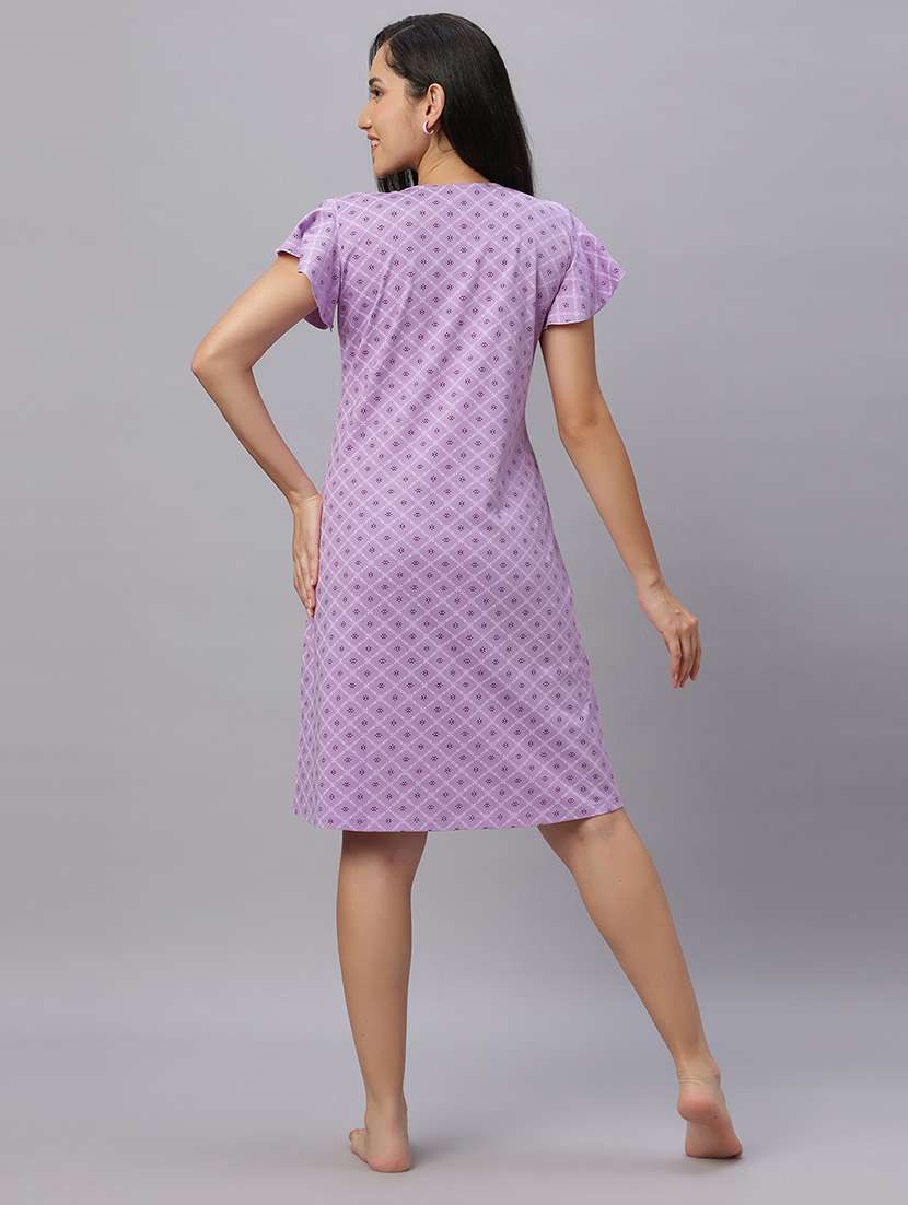 women printed round neck knee length nighty - 21690743 -  Standard Image - 3