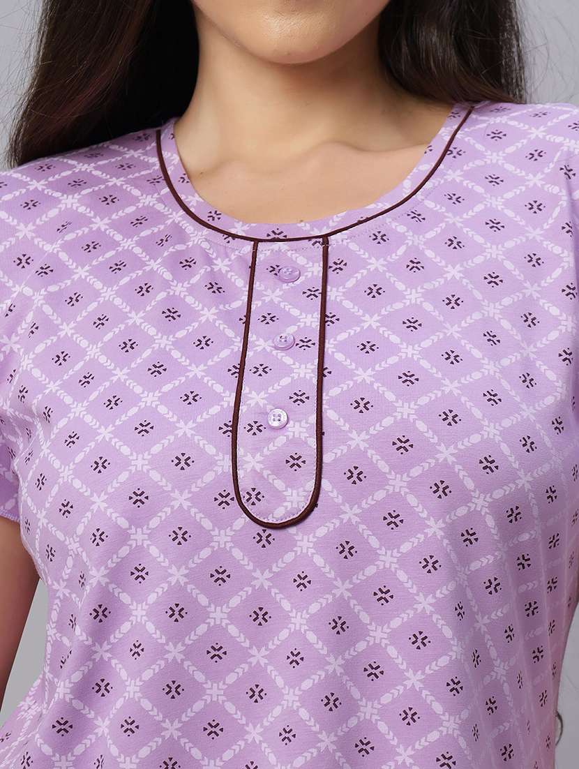 women printed round neck knee length nighty - 21690743 -  Standard Image - 5