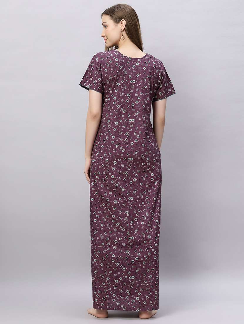 women printed short sleeves nighty - 21690744 -  Standard Image - 3