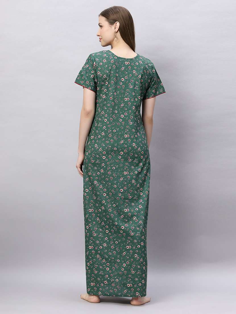 women printed short sleeves nighty - 21690745 -  Standard Image - 3