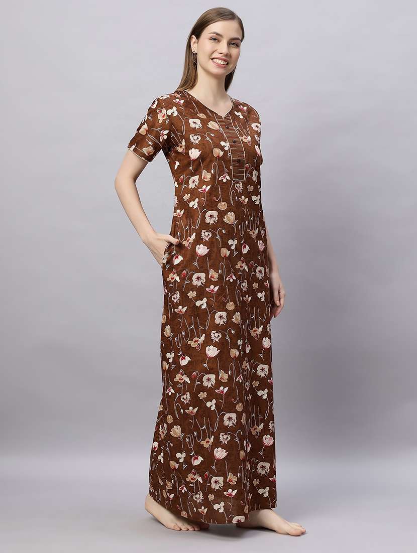 women printed short sleeves nighty - 21690747 -  Standard Image - 3