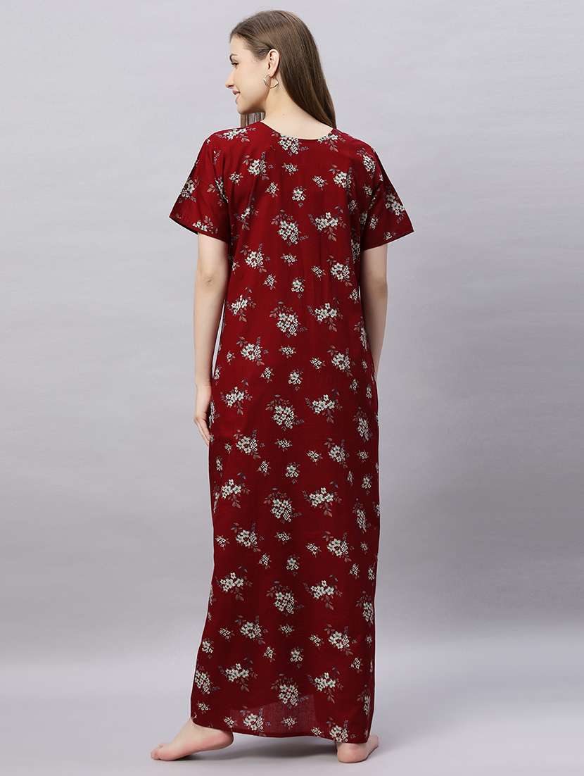 women printed short sleeves nighty - 21690750 -  Standard Image - 3