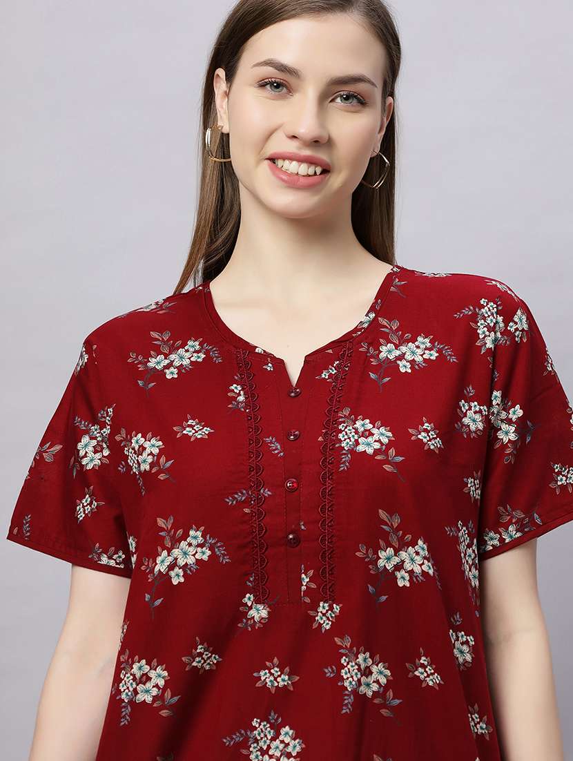 women printed short sleeves nighty - 21690750 -  Standard Image - 5
